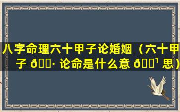 八字命理六十甲子论婚姻（六十甲子 🕷 论命是什么意 🌹 思）